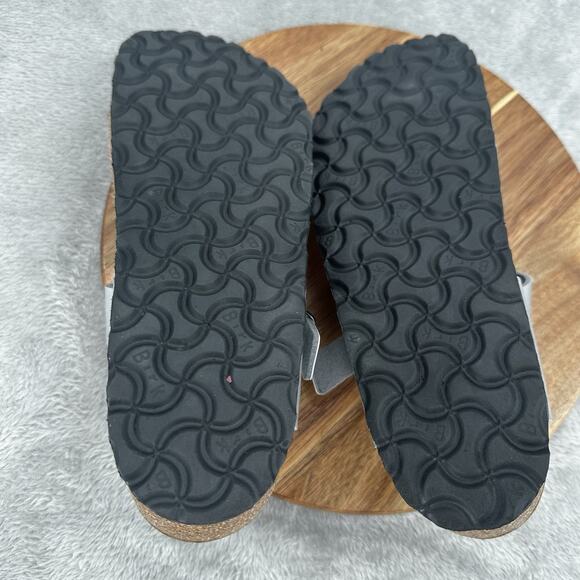 Birkenstock Sandals Womens 39 Gizeh Thong Silver Metallic Buckle Toe Post Flats - Picture 10 of 12